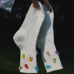 Socks*Boogzel Clothing Gummy Bear Crew Socks White