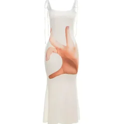 Dresses & Rompers*Boogzel Clothing Hand Print Baddie Aesthetic Dress White