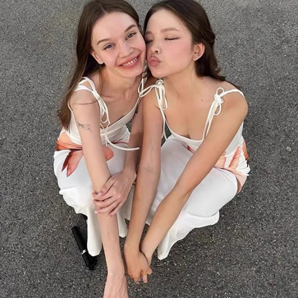 Dresses & Rompers*Boogzel Clothing Hand Print Baddie Aesthetic Dress White