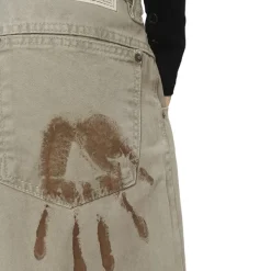 Jeans*Boogzel Clothing Handprint Wide-Leg Jeans Beige