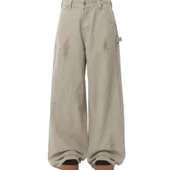 Jeans*Boogzel Clothing Handprint Wide-Leg Jeans Beige