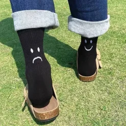 Socks*Boogzel Clothing Happy & Sad Face Print Socks