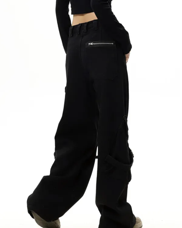 Jeans*Boogzel Clothing Hashtag Drama Cargo Jeans Black