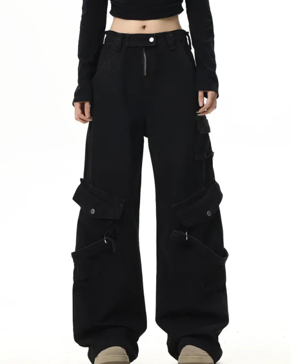 Jeans*Boogzel Clothing Hashtag Drama Cargo Jeans Black