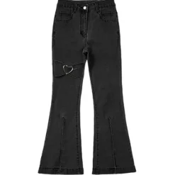 Jeans*Boogzel Clothing Heart Flare Jeans Black