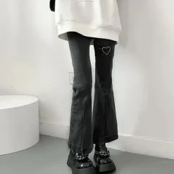 Jeans*Boogzel Clothing Heart Flare Jeans Black