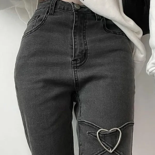 Jeans*Boogzel Clothing Heart Flare Jeans Black