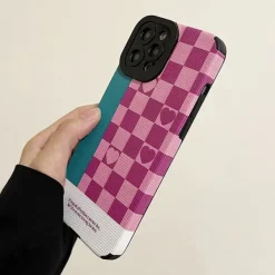 Iphone Cases*Boogzel Clothing Heart Grid iPhone Case Pink/blue