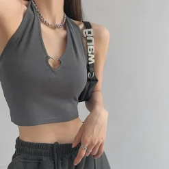 Crop Tops*Boogzel Clothing Heart Hollow Out Halter Top