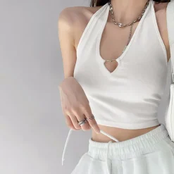 Crop Tops*Boogzel Clothing Heart Hollow Out Halter Top