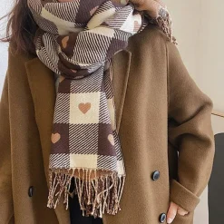 Other*Boogzel Clothing Heart Pattern Scarf Brown