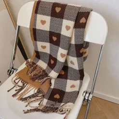 Other*Boogzel Clothing Heart Pattern Scarf Brown