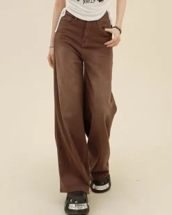 Jeans*Boogzel Clothing Heart Pocket Jeans Brown