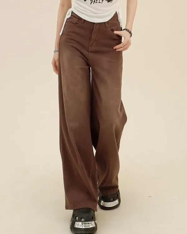 Jeans*Boogzel Clothing Heart Pocket Jeans Brown