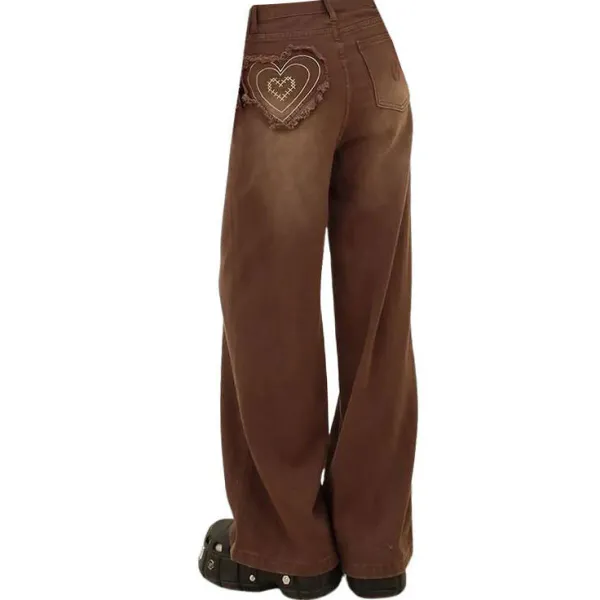 Jeans*Boogzel Clothing Heart Pocket Jeans Brown