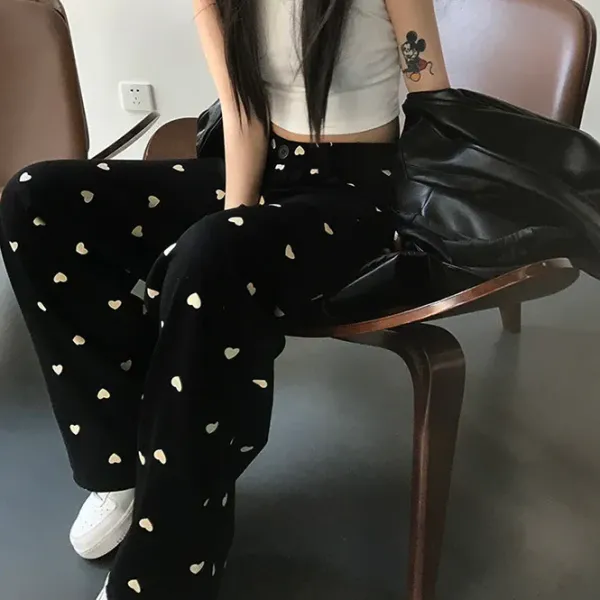 Pants & Trousers*Boogzel Clothing Heart Print Balloon Pants Black/white