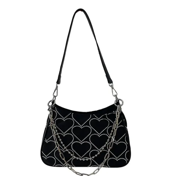 Bags & Purses*Boogzel Clothing Heart Print Chain Bag Black