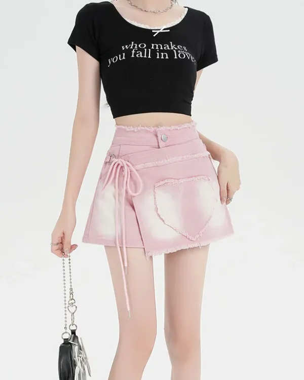 Skirts*Boogzel Clothing Heart Stealer Wrap Skort Pink