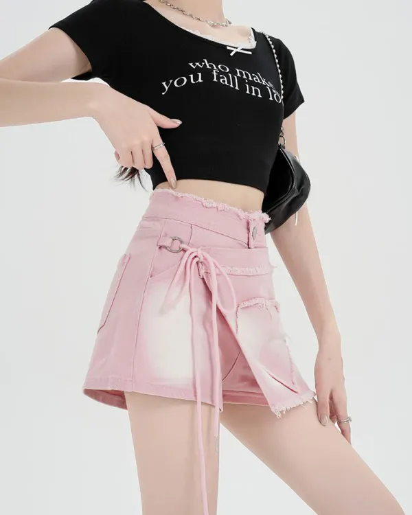 Skirts*Boogzel Clothing Heart Stealer Wrap Skort Pink