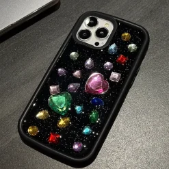 Iphone Cases*Boogzel Clothing Hearts Rhinestone iPhone Case Black