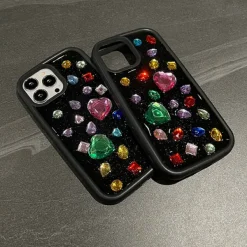 Iphone Cases*Boogzel Clothing Hearts Rhinestone iPhone Case Black