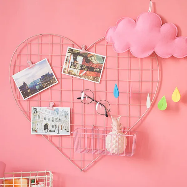 Aesthetic Room Decor*Boogzel Clothing Heart-Shaped Grid Wall Organizer Pink