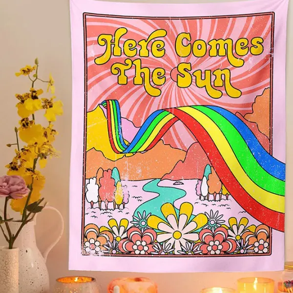 Posters / Tapestry*Boogzel Clothing Here Comes The Sun Tapesrty Rainbow