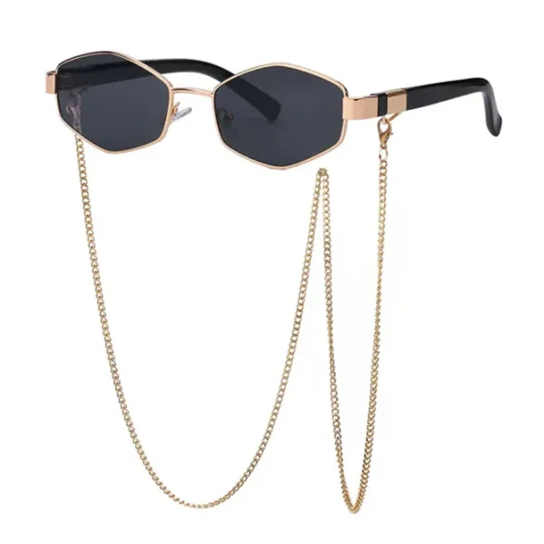 Sunglasses*Boogzel Clothing Hexagonal Sunglasses with Chain