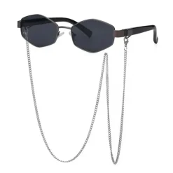 Sunglasses*Boogzel Clothing Hexagonal Sunglasses with Chain