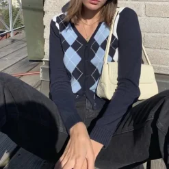 Argyle Sweaters & Vests|Knit Cardigans*Boogzel Clothing High School Crush Cardigan Blue
