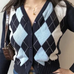 Argyle Sweaters & Vests|Knit Cardigans*Boogzel Clothing High School Crush Cardigan Blue