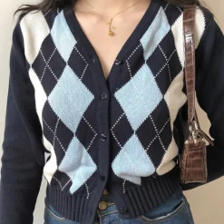Argyle Sweaters & Vests|Knit Cardigans*Boogzel Clothing High School Crush Cardigan Blue