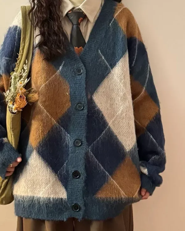 Argyle Sweaters & Vests|Knit Cardigans*Boogzel Clothing High School Loose Fit Argyle Cardigan