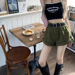 Shorts*Boogzel Clothing High-Waisted Shorts Khaki