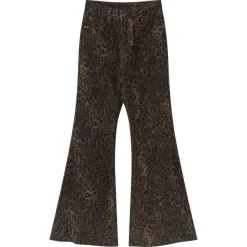 Jeans*Boogzel Clothing High-Waisted Leopard Flare Jeans Brown
