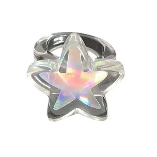 Rings*Boogzel Clothing Holographic Star Ring Clear