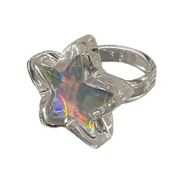 Rings*Boogzel Clothing Holographic Star Ring Clear