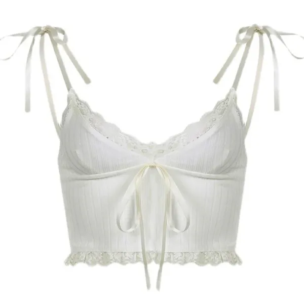 Y2K Tops|Crop Tops*Boogzel Clothing Hopeless Romantic Lace Tie Top White
