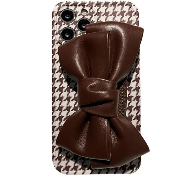Iphone Cases*Boogzel Clothing Houndstooth Bow iPhone Case Brown