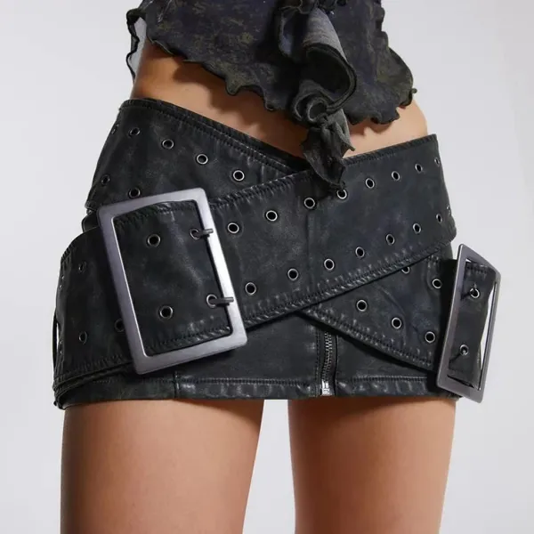 Skirts*Boogzel Clothing Huge Buckle Micro Skirt Black