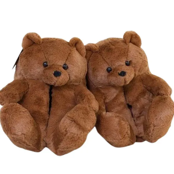 Mad*Boogzel Clothing Hugging Teddy Bear Slippers Brown