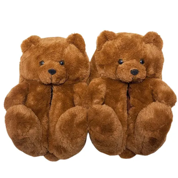 Mad*Boogzel Clothing Hugging Teddy Bear Slippers Brown