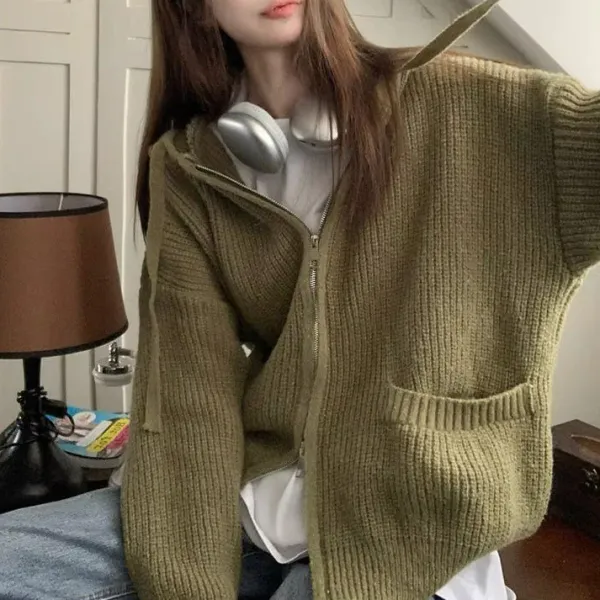 Sweaters|Hoodies*Boogzel Clothing Hygge Knit Zip Up Hoodie