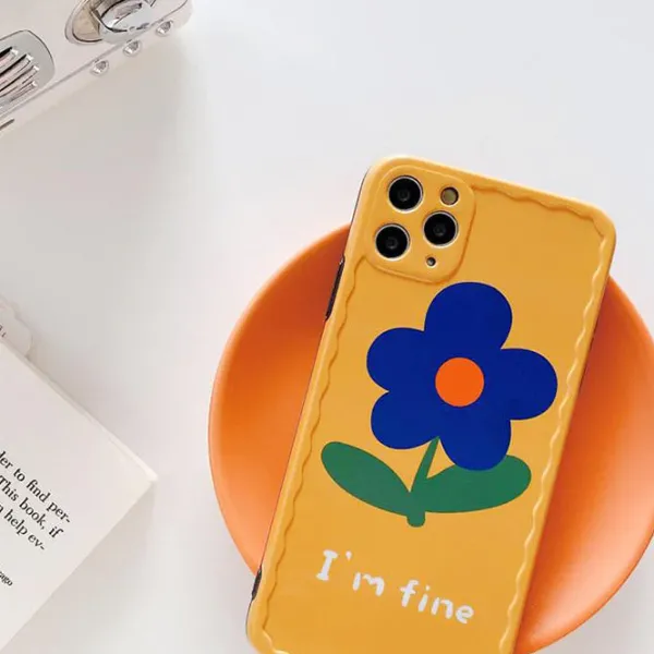 Iphone Cases*Boogzel Clothing I'm Fine Flower iPhone Case Yellow/blue