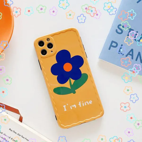 Iphone Cases*Boogzel Clothing I'm Fine Flower iPhone Case Yellow/blue