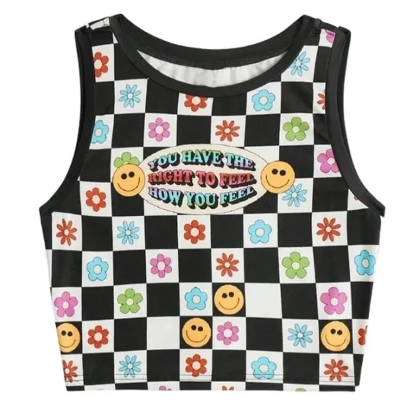 Crop Tops*Boogzel Clothing Indie Aesthetic Checker Top Black
