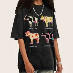 Aesthetic T-Shirts & Graphic Tees*Boogzel Clothing Indie Aesthetic Cow Graphic T-Shirt