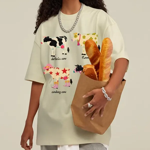 Aesthetic T-Shirts & Graphic Tees*Boogzel Clothing Indie Aesthetic Cow Graphic T-Shirt