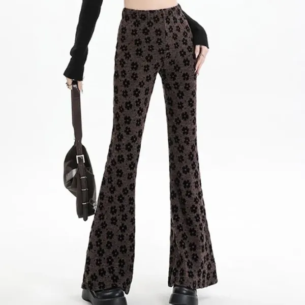 Pants & Trousers*Boogzel Clothing Indie Aesthetic Floral Flare Trousers Brown