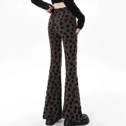 Pants & Trousers*Boogzel Clothing Indie Aesthetic Floral Flare Trousers Brown